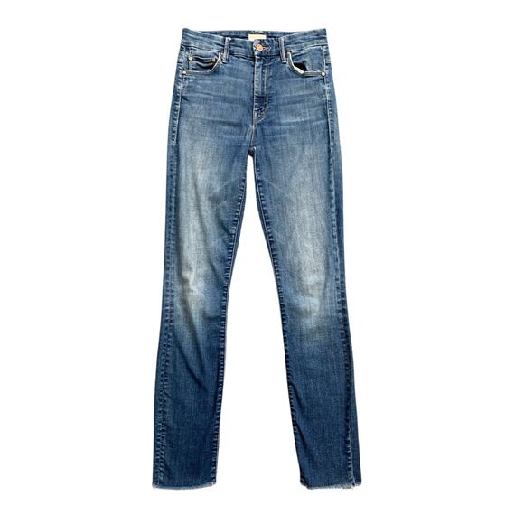 Mother Jeans Womens 25 Blue Denim High Waisted Looker Ankle Fray Hem Stretch - Picture 1 of 16